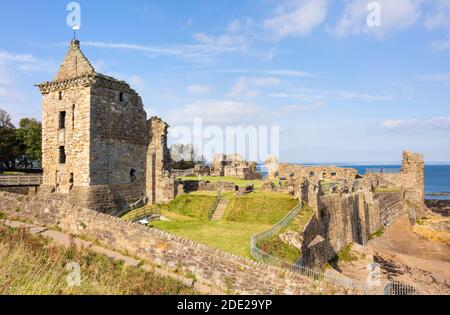 St Andrews Scotland St Andrews Castle une ruine pittoresque dans la côte Royal Burgh de St Andrews Fife Scotland UK GB Europe Banque D'Images
