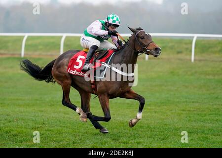 Floressa, criée par Jeremiah McGrath, remportera le dernier prix du Ladbrokes engagé dans le jeu plus sûr Intermediate Hurdleat Newbury Racecourse. Banque D'Images