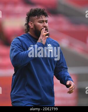 Ashton Gate Stadium, Bristol, Royaume-Uni. 28 novembre 2020. Premier ministre Rugby Union, Bristol Bears versus Worcester Warriors ; Nathan Hughes of Bristol Bears Warm up Credit: Action plus Sports/Alay Live News Banque D'Images