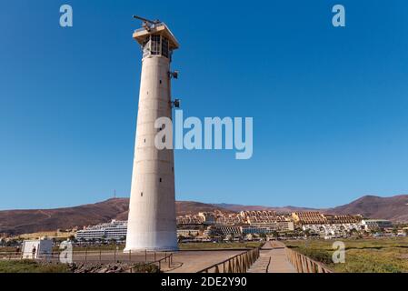 Phare sur l'île de Fuerteventura en Espagne à l'été 2020. Banque D'Images