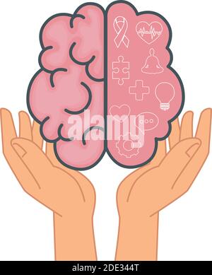 santé mentale mains soulever organe du cerveau Illustration de Vecteur