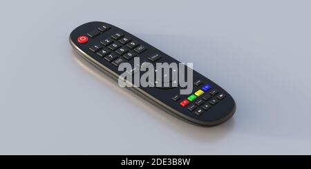 Télécommande du téléviseur. Contrôleur de télévision isolé sur fond gris pastel. illustration 3d Banque D'Images