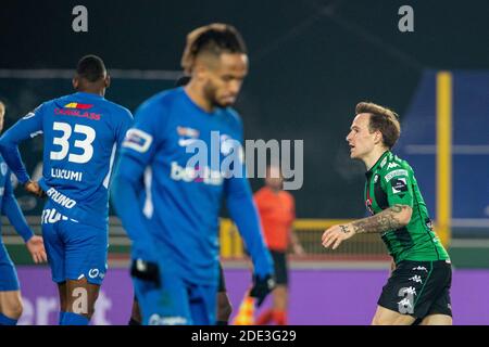 Le Dino Hotic de cercle célèbre après avoir obtenu son score lors d'un match de football différé entre le cercle Brugge KSV et le KRC Genk, le samedi 28 novembre 2020 à Brug Banque D'Images