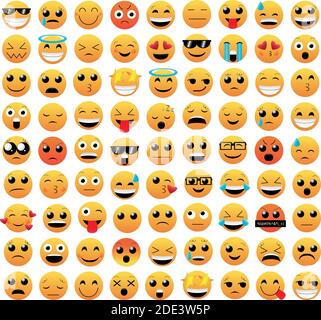 Ensemble de vecteurs d'émoticônes isolés sur fond blanc. Vecteur emoji. Collection Smile Icon. Émoticone icône web Illustration de Vecteur