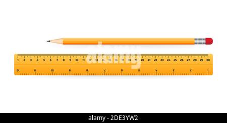 Crayon avec règle icône-école symbole-éducation illustration-dessin. Illustration vectorielle. Illustration de Vecteur