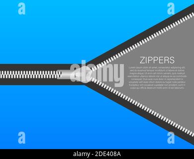 Fermeture éclair pour accessoire de couture. Fermetures éclair et extracteurs métalliques ouverts. Illustration du vecteur de stock. Illustration de Vecteur