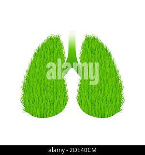 Symbole de poumons sains, d'herbe verte. Journée mondiale de la tuberculose. Illustration vectorielle. Illustration de Vecteur