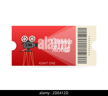 Billets de cinéma isolés sur fond blanc. Vue de face réaliste. Bannière de film. Billets de cinéma. Illustration du stock vectoriel. Illustration de Vecteur