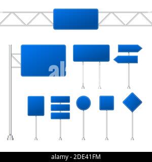 Ensemble de panneaux de signalisation bleus isolés sur fond transparent. Illustration du stock vectoriel Illustration de Vecteur