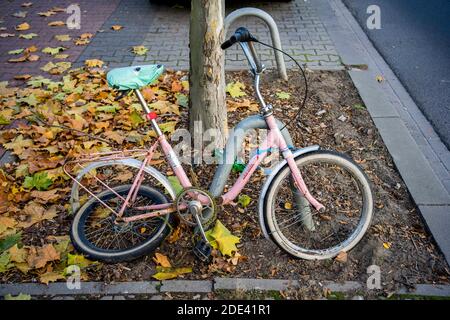 Poznan, Wielkopolska, Pologne. 28 novembre 2020. Le vélo historique Flaming 3 produit par la Fabryka Samochodow Malolitrazowych (usine de petites voitures) en Pologne. La moto a été réglée en ajoutant des engrenages Shimano et des pneus élégants. Ce vélo endommagé dans cet état peut être considéré comme le monocycle avec un peu de sens de l'humour. Dans la photo : vue générale. Credit: Dawid Tatarkiewicz/ZUMA Wire/Alay Live News Banque D'Images