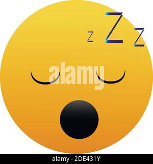 Jaune sourire dessin animé visage sommeil Emoji personnes émotion icône plat Illustration vectorielle Illustration de Vecteur