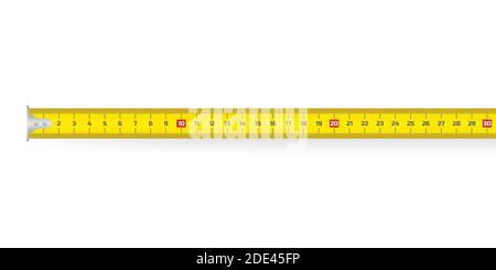 Ruban de mesure jaune. Règle. Un instrument de mesure de longueur. Illustration du stock vectoriel Illustration de Vecteur