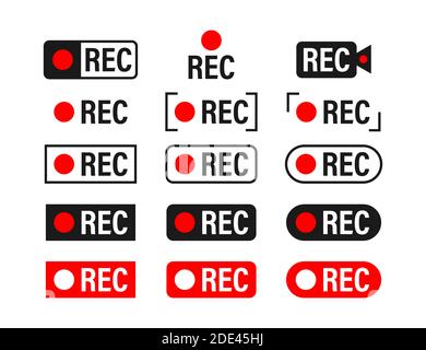 Enreg. Définir le signe d'enregistrement. Enregistrement en cours. Illustration du stock vectoriel. Illustration de Vecteur