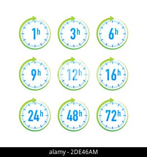 flèche de l'horloge 12, 24, 48, 72 heures. Effet du temps de travail ou temps de service de livraison. Illustration du stock vectoriel. Illustration de Vecteur