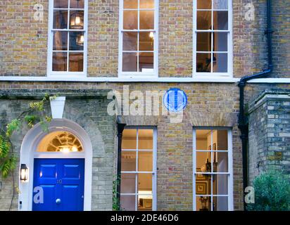 John Constable House 40 Well Walk, Hampstead Village, Londres. Monument commémoratif sur plaque bleue représentant la maison de ce célèbre artiste et peintre. Banque D'Images