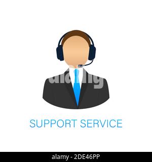 Service d'assistance en ligne. Casque avec microphone et bulle de dialogue. Illustration du stock vectoriel. Illustration de Vecteur