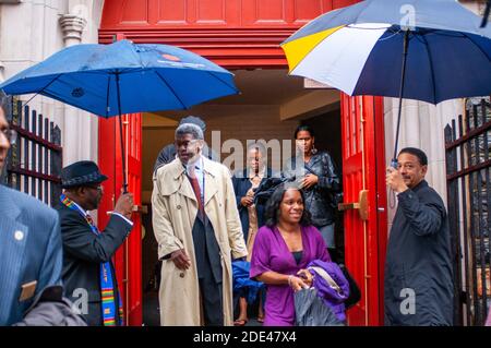 Dimanche matin messe à l'église baptiste Abyssinienne à Harlem quartier des quartiers nord de New York Banque D'Images