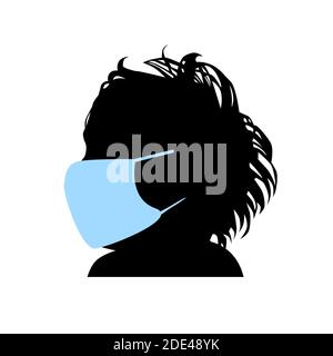 Femme asiatique portant un masque chirurgical médical jetable pour protéger contre la pollution toxique de l'air ville. Arrêter la propagation des virus, aider à prévenir h Illustration de Vecteur