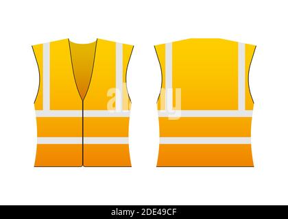 Sécurité du blouson de sécurité. Uniforme de travail jaune avec bandes réfléchissantes. Illustration du stock vectoriel. Illustration de Vecteur