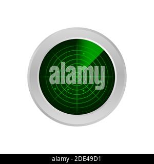 Un radar réaliste pour la recherche. Écran radar avec les objectifs. Illustration du stock vectoriel. Illustration de Vecteur