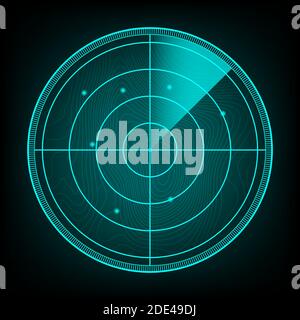 Un radar réaliste pour la recherche. Écran radar avec les objectifs. Illustration du stock vectoriel. Illustration de Vecteur