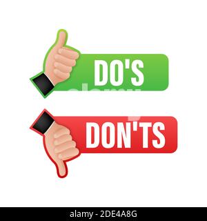 Dos et dons comme des pouces vers le haut ou vers le bas. plat simple pouce vers le haut symbole petit rond logotype élément ensemble design graphique isolé sur blanc. Brut vectoriel Illustration de Vecteur