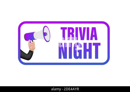 Étiquette de mégaphone avec trivia Night. Bannière mégaphone. Conception Web. Illustration du stock vectoriel. Illustration de Vecteur