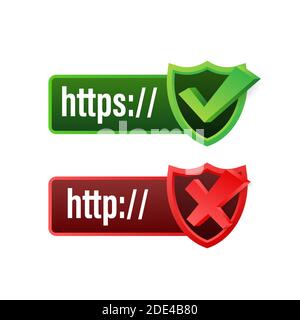 Les protocoles http et https sur le bouclier, sur fond blanc. Stock Vector illustration. Illustration de Vecteur