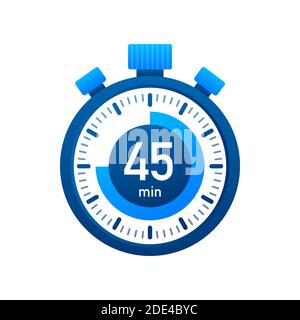 L'icône de vecteur chronomètre de 45 minutes. Icône de chronomètre à plat, minuterie activée sur fond couleur. Illustration vectorielle. Illustration de Vecteur