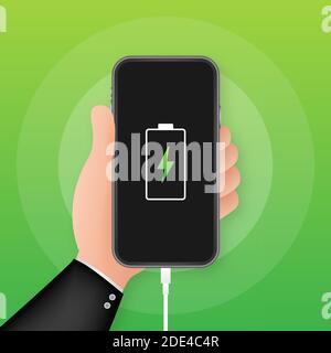 Adaptateur pour chargeur de smartphone et d''une prise électrique, batterie faible notification. Stock Vector illustration. Illustration de Vecteur