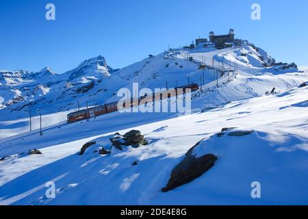 Hotel Gornergrat, Kulmhotel, Gornergrat, 3135m, Valais, Suisse Banque D'Images