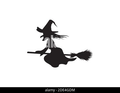 Silhouette de sorcière à cheval voler balai design illustration vecteur eps format , adapté à vos besoins de conception, logo, illustration, animation, etc Illustration de Vecteur