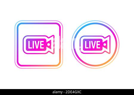 Cadre de l'avatar de l'icône des réseaux sociaux. Diffusion de vidéos d'histoires en direct. Illustration vectorielle. Illustration de Vecteur