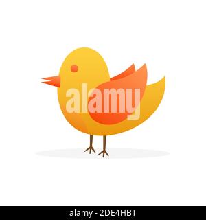 Oiseau plat sur fond blanc. Ensemble animal mignon. Jeu de caractères de dessin animé animal. Illustration du stock vectoriel. Illustration de Vecteur