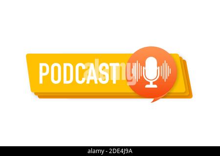 Podcast. Badge, icône, stamp, logo. Vector illustration. Illustration de Vecteur