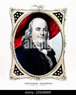 Benjamin Franklin : l'homme d'État et philosophe ca. 1847 Banque D'Images