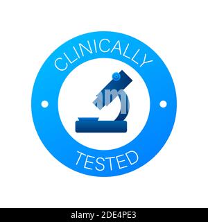 Signe testé cliniquement. Panneau testé en laboratoire. Coche et flacon de laboratoire. Illustration du stock vectoriel. Illustration de Vecteur