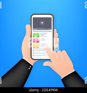 Smartphone vidéo, un design parfait pour toutes les applications. Diffusion vidéo en direct. Conception Web. Périphérique numérique. Illustration du stock vectoriel. Illustration de Vecteur