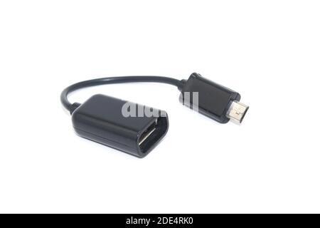 Image d'un câble otg isolé sur fond blanc Banque D'Images