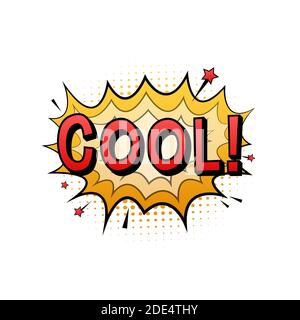 Bulles de parole de bande dessinée avec texte Cool. Illustration de dessin animé vintage. Symbole, étiquette d'autocollant, étiquette d'offre spéciale, badge publicitaire. Brut vectoriel Illustration de Vecteur