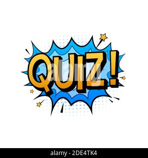 Bulles de discours de bande dessinée avec quiz de texte. Illustration de dessin animé vintage. Symbole, étiquette d'autocollant, étiquette d'offre spéciale, badge publicitaire. Brut vectoriel Illustration de Vecteur