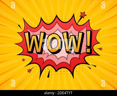 Bulles de la bande dessinée avec texte Wow. Illustration de dessin animé vintage. Symbole, étiquette d'autocollant, étiquette d'offre spéciale, badge publicitaire. Brut vectoriel Illustration de Vecteur