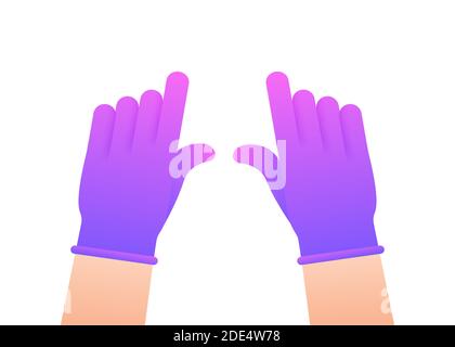 Mains portant des gants de protection pinc. Gants en latex. Illustration du stock vectoriel. Illustration de Vecteur