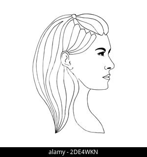 Illustration vectorielle de la tête de la jeune femme. Dessin à la main Illustration de Vecteur