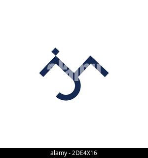 lettre abstraite mj simple géométrique linéaire logo vecteur Illustration de Vecteur