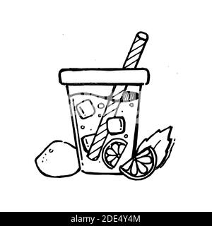 Page de coloriage pour enfant de la boisson à bulles dessinée à la main appropriée pour l'illustration du livre de coloriage Illustration de Vecteur