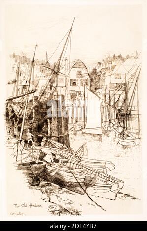 The Old Harbour, gravure par Edward William Charlton à partir de 1896 The Studio an Illustrated Magazine of Fine and Applied Art Banque D'Images
