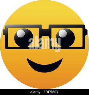 Cute smiling émoticône portant des lunettes, Smiley, emoji - vector illustration Illustration de Vecteur