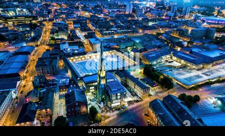 The Piece Hall Halifax Town Drone Lights Banque D'Images