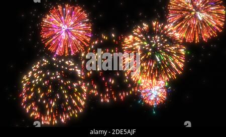 Un feu d'artifice coloré abstrait célébrant un rendu 3d de grandes fêtes Banque D'Images